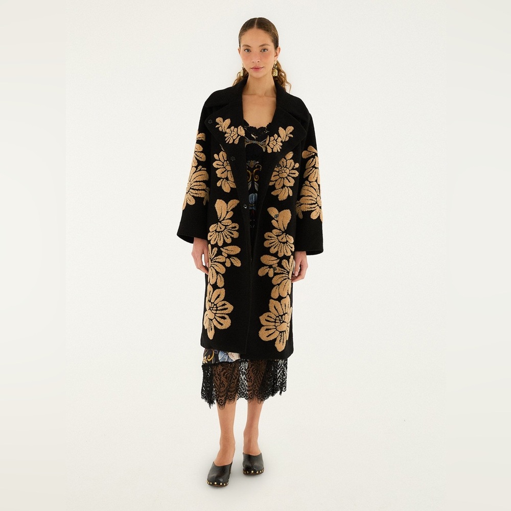 Farm Rio Bold Flowers Black Fleece